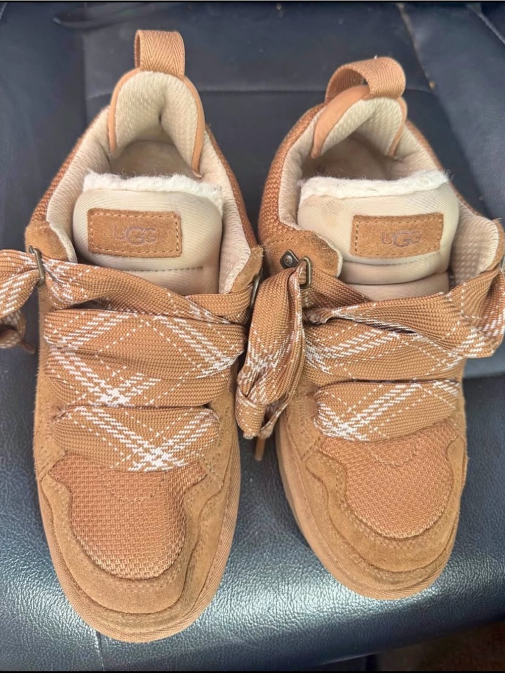 UGG Women Tan Lace-Up Suede & Textile Sneakers
